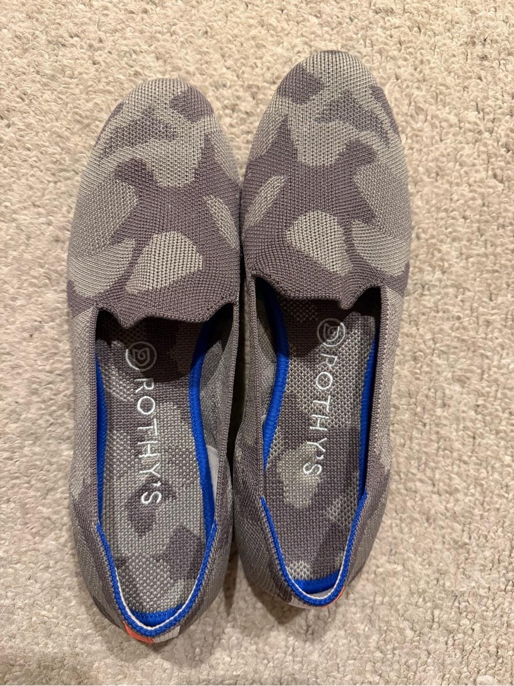 Rothy's Grey Camouflage Knit Slip-On Flats